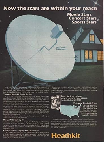 Dergi Baskı ilanı: 1981 Heathkit Uydu Yer İstasyonu Seti, 3 metrelik Anten, Artık Yıldızlar Ulaşabileceğiniz Bir Yerde.Film Yıldızları,