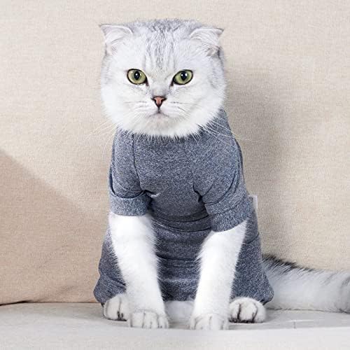 Dotoner Kedi Kurtarma Takım Elbise için Ameliyat Sonrası Kadın Erkek Pet Cerrahi Pijama Uzun Kollu Dökülme Önlemek Kurtarma Snugly