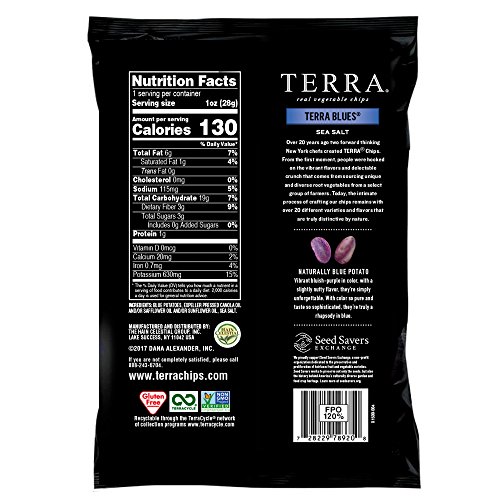 Terra Tatlı Patates Sebze Cipsi, Tuz Eklenmemiş, 1.2 Oz (24'lü Paket)