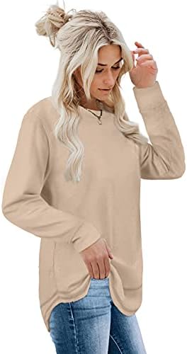 Dofaoo Tişörtü Kadınlar için Crewneck Uzun Kollu Gömlek Tunik Tayt için Tops