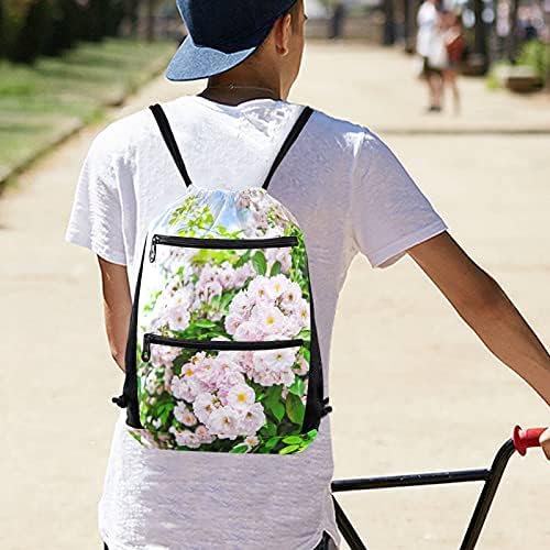 susıyo Blooming Pembe Gül Çiçek İpli sırt çantası Spor Dize Çanta Spor Sackpack için Kadın Erkek