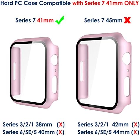 Bigqin 3-Pack Temperli Cam Ekran Koruyucu Kılıf Apple Watch Serisi 7 41mm ile Uyumlu, iWatch 7 41mm ile Uyumlu Sert PC Kılıfı,