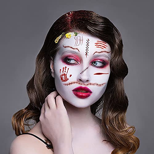 Cadılar bayramı Geçici Skar Dövmeler Sticker Gerçekçi Sahte Yara Uyuz Korku Vücut Yüz Çıkartmaları için Prank Sahne Kostüm Makyaj