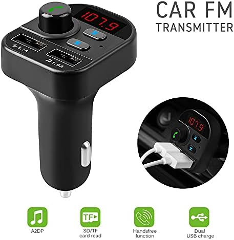 Handsfree Çağrı Araç Şarj Kablosuz Bluetooth 5.0 FM Verici Radyo Alıcısı, Mp3 Ses Müzik Çalar Stereo Adaptörü, çift USB Bağlantı