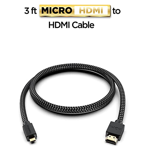PowerBear Mikro HDMI HDMI Adaptör Kablosu (3 feet) Ethernet ve ARC ile 4K @ 60Hz / GoPro Hero 7 Siyah, 6, 5 ve 4, Ahududu Pi4,