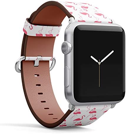 Apple Watch Serisi ile uyumlu 7/6/5/4/3/2/1 (Küçük Versiyon 38/40 / 41mm) Deri Bileklik Bileklik Yedek Aksesuar Bandı + Adaptörler-Flamingo