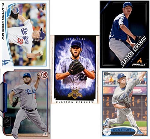 Clayton Kershaw (5) Çeşitli Beyzbol Kartları Paketi - Los Angeles Dodgers Ticaret Kartları