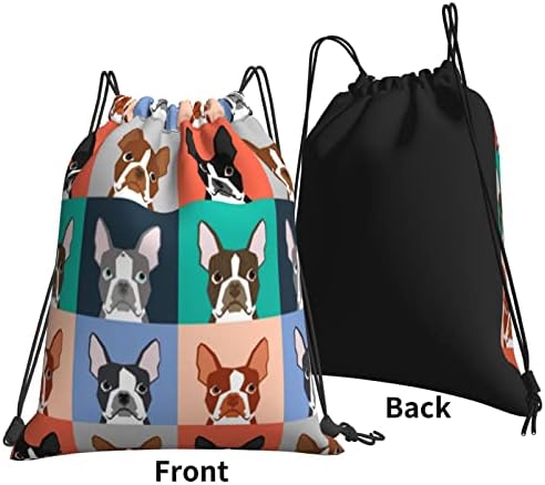 İpli sırt çantası köpekler köpek Boston Terrier dize çanta Sackpack spor salonu alışveriş spor Yoga için