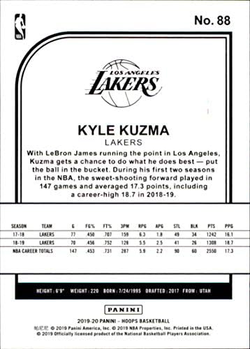 2019-20 Panini Çemberler Mor 88 Kyle Kuzma Los Angeles Lakers Basketbol Kartı