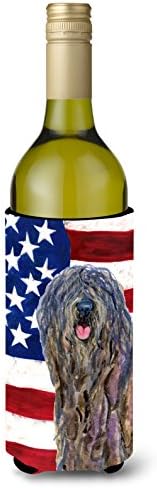 Caroline Hazineleri SS4008LİTERK ABD Amerikan Bayrağı ile Bergamasco Çoban Köpeği Şarap Şişesi İçecek İzolatör İçecek İzolatör