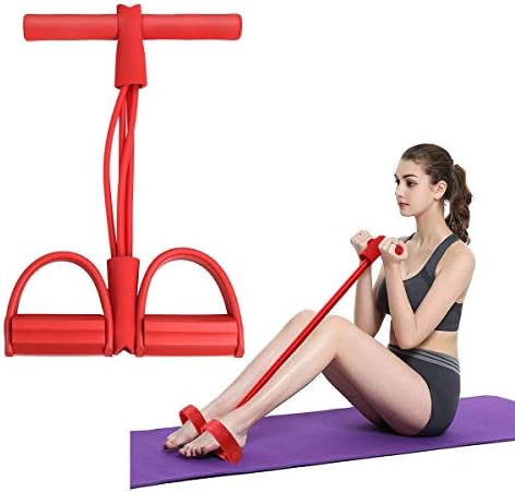 RTGFS Unisex 4-Tüp Ayak Pedalı Direnç Band Elastik Sit-Up Çekme Halatı Yoga Fitness Salonu Ekipmanları Karın Bacak Egzersiz