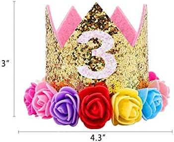 Ipalmay Bebek Prenses Glitter Taç, 1st Doğum Günü Partisi Şapka Altın Mix Gökkuşağı Renk