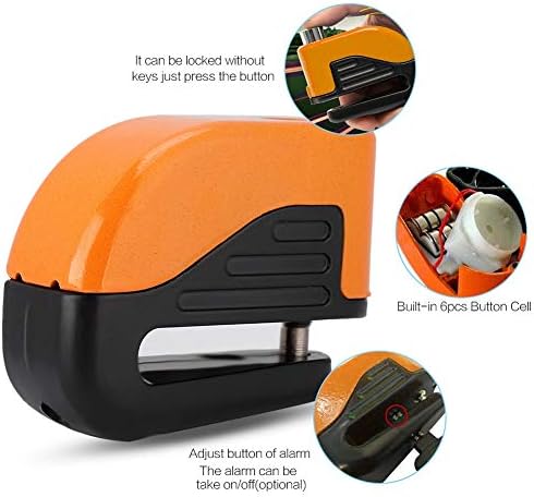 Disk Fren Kilidi, Dayanıklı Evrensel Güvenlik Alarmı Hırsızlık Önleme Güvenliği için Bisiklet için Disk Fren Kilidi (turuncu)
