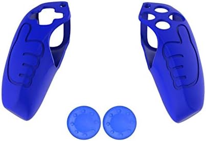 PS5 Denetleyicisi için Rocker Kapaklı Silikon Kavrama Koruyucu Kılıf Kılıfı Kaymaz Sap Yumuşak Ped Cilt Kapağı-Mavi