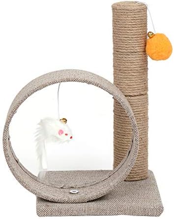 Autloops 13 Mini Kedi Ağacı Kulesi ile Keten Dairesel Halka, Oyuncaklar, Bej Kahverengi