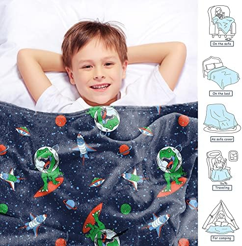 Uzay Dinozorlar Battaniye Erkek Kız için, çocuk Galaxy Dinozorlar Baskı Atmak Battaniye Kanepe Yatak Kanepe Oturma Odası Dekor