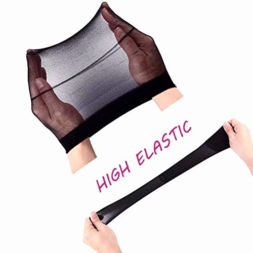 2 Adet Siyah Çorap Peruk Kap Yüksek Elastik Peruk Kapaklar Peruk Giymek için Sıkı Naylon Peruk Kap Uzun Saç için Sıkı Siyah Naylon