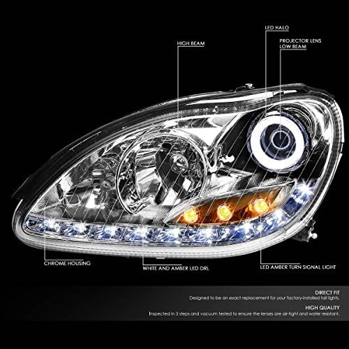 LED DRL Halo Projektör Krom Far+Aracı Kiti ile Uyumlu Mercedes-Benz S-Class W220 00-06